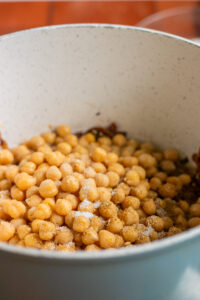 chickpeas in a pot for chana pulao