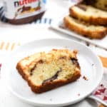 A Piece of Nutella Pound Cake in a plate