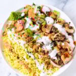 halal guys chicken and rice top down