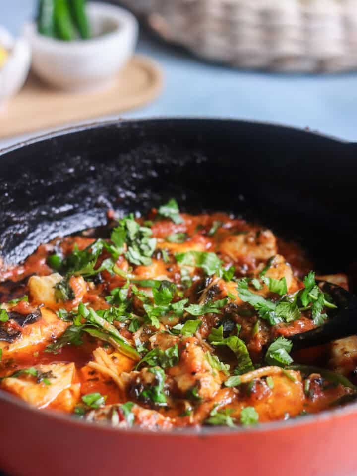 Fish Karahi in a wok