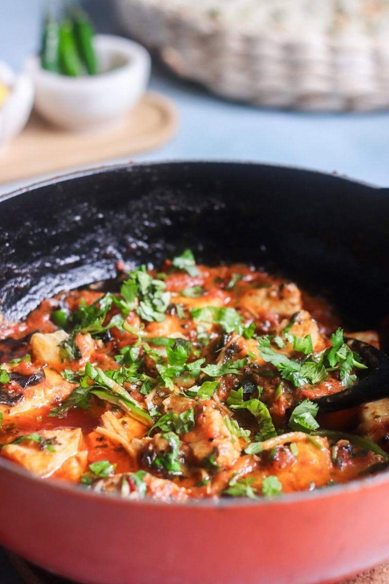 Fish Karahi in a wok