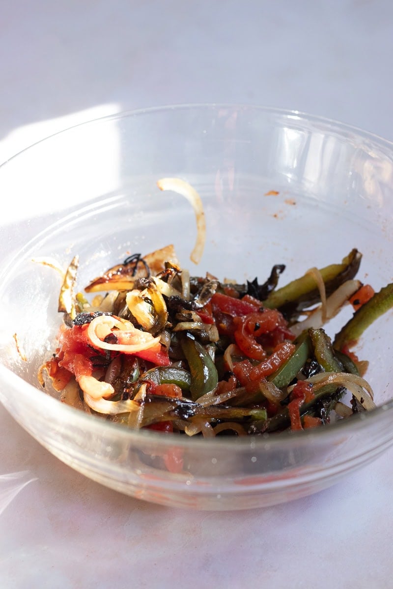 charred veggies for raita