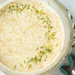 doodh seviyan top down in a silver bowl