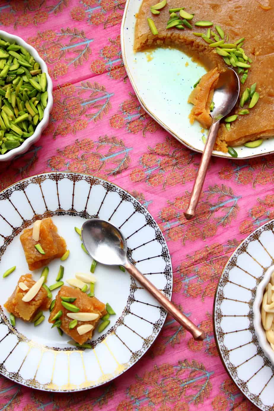 plated chana dal halwa