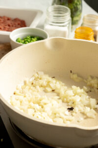 onions before they are properly sauteed in a pan