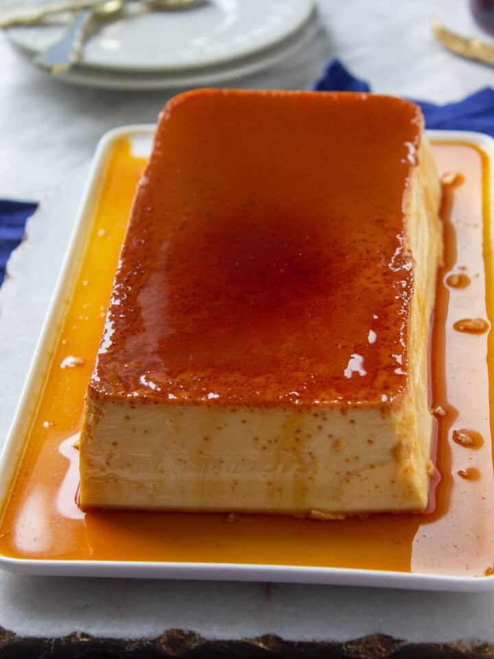 A Caramel Custard in a Rectangular Dish