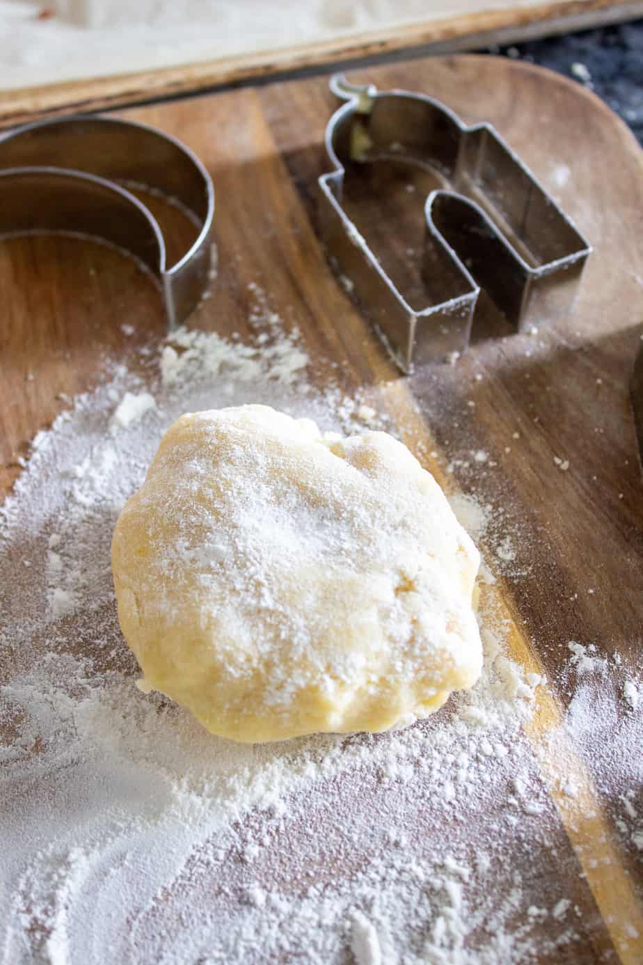 Eid cookie dough with a mosque and moon cookie cutter