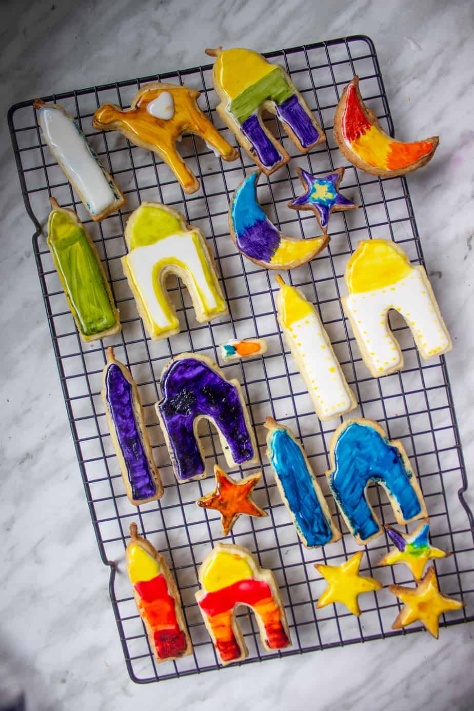 painted sugar cookies in an assortment of shapes