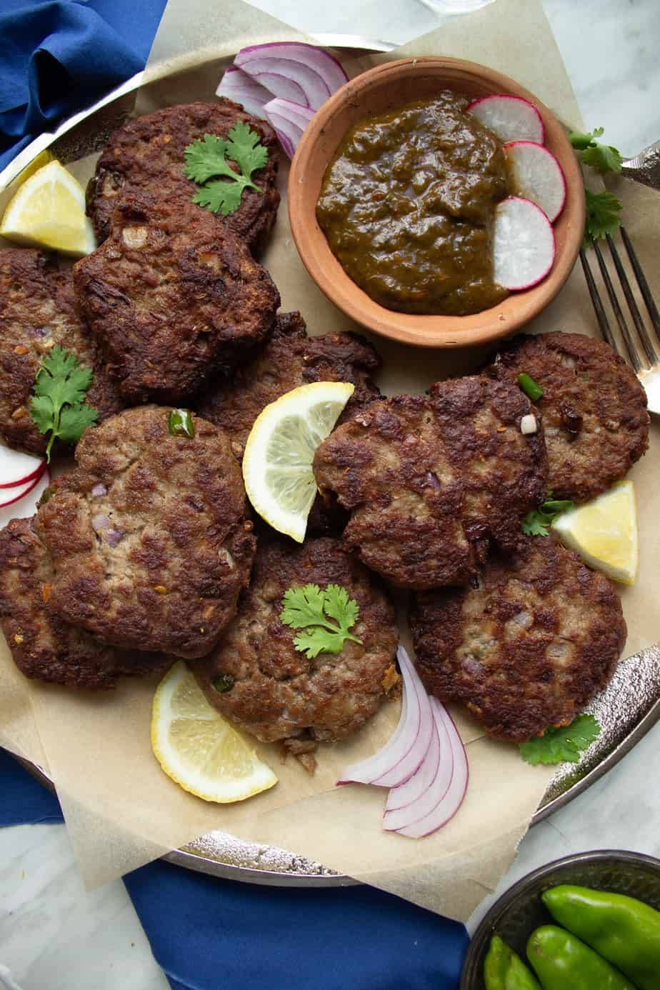 top down view of kachay keemay ke kabab
