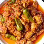 top down view of achari chicken