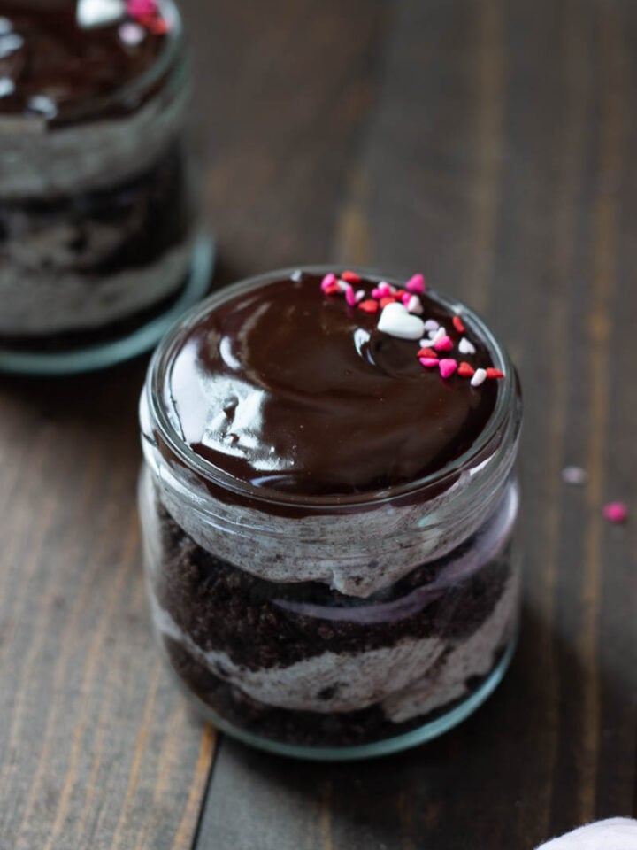 one and a partial oreo cheesecake jar