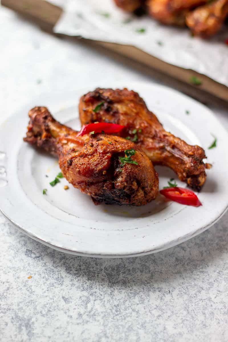 air fryer drumsticks on a plate