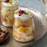 Ras Malai Tres leches jars on a tray