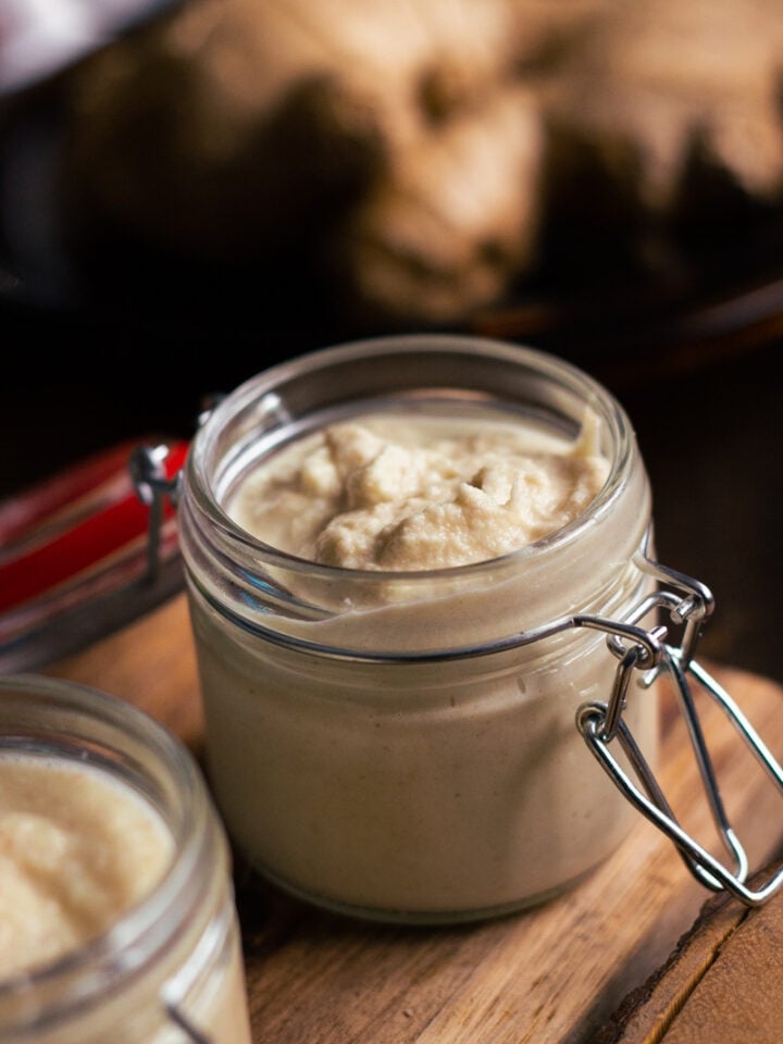 a jar of ginger paste open