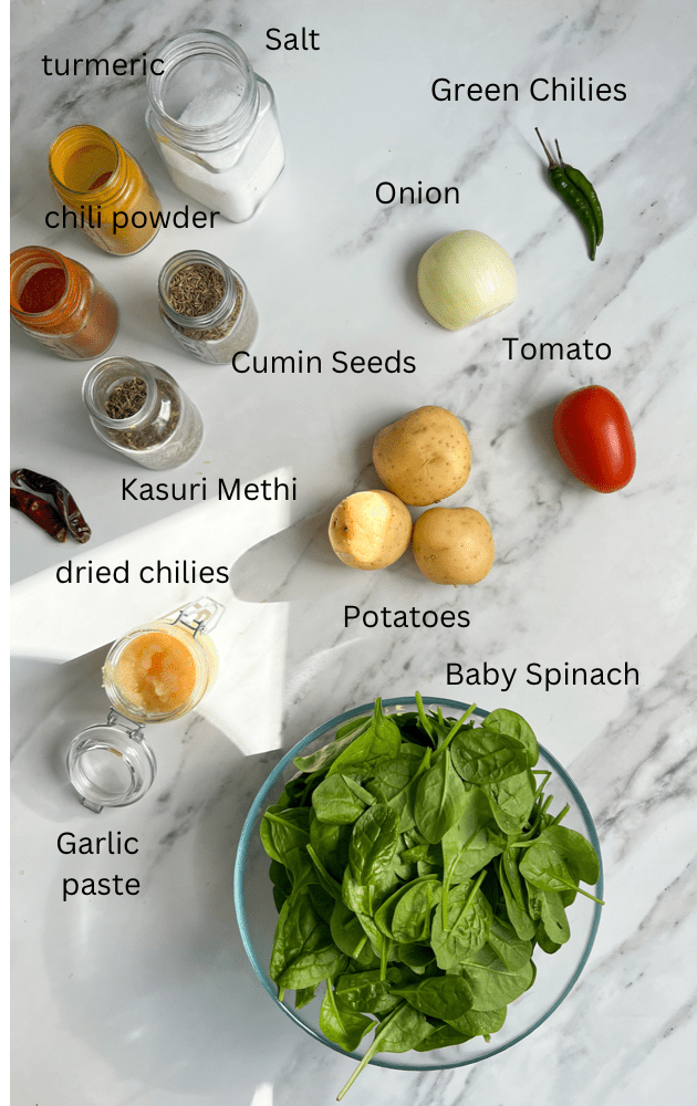 Aloo Palak Ingredients