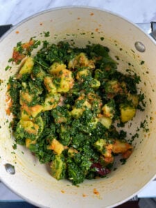 Aloo Palak in a pot