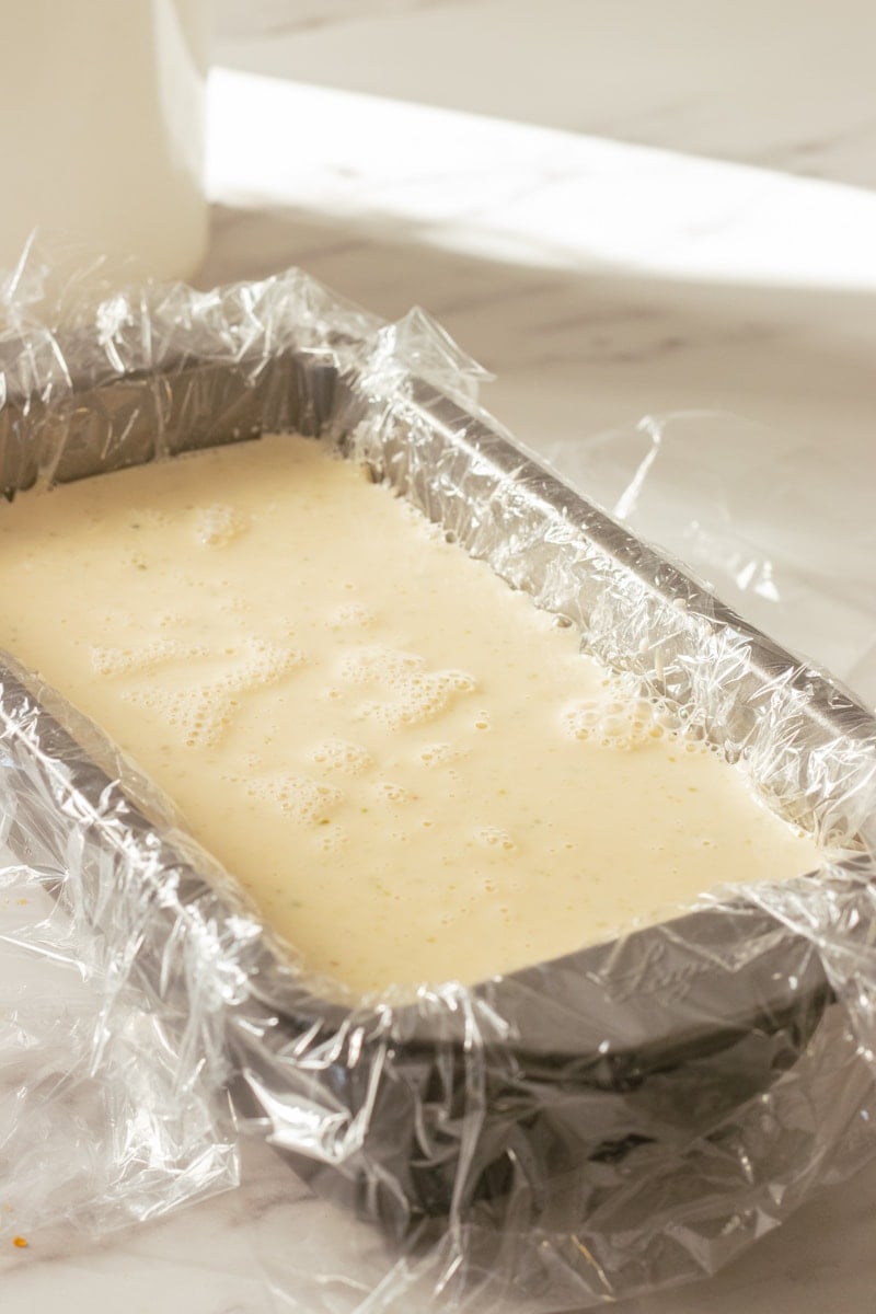 kulfi base poured in pan