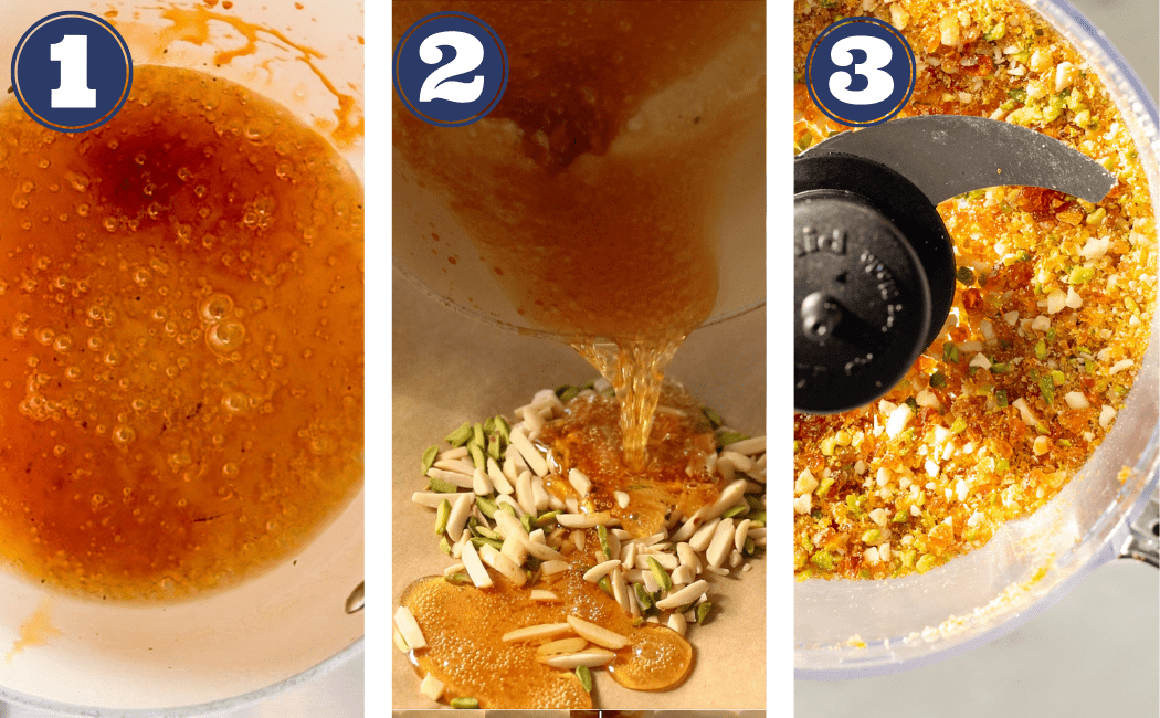 3 steps of making magic crunch in photos