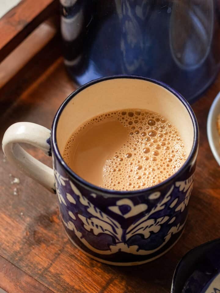 A cup of doodh patti chai in a mug