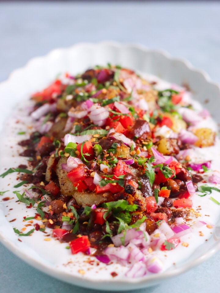 tangy delicious kala chana chaat beautifully plated