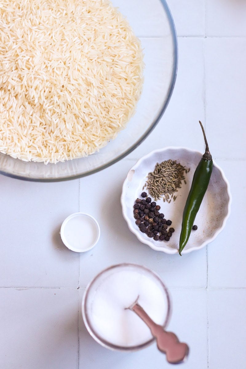 rice ingredients for chicken biryani