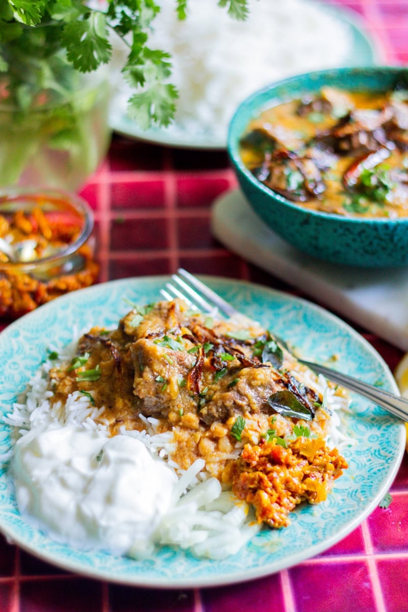 dal gosht served with rice