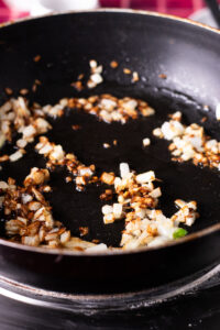 lightly caramelized diced onions for Palak Paneer