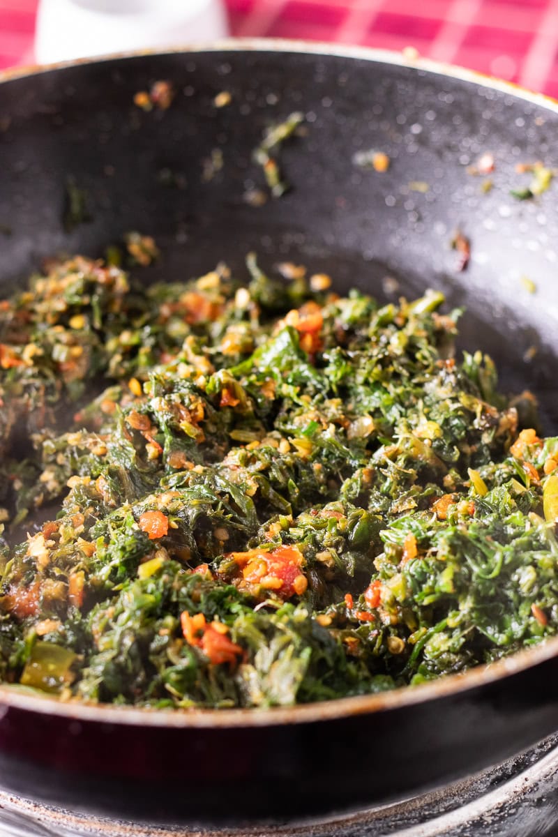 spinach added in for Palak Paneer